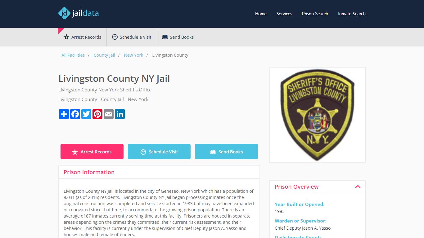 Livingston County NY Jail Inmate Search and Prisoner Info - Geneseo, NY